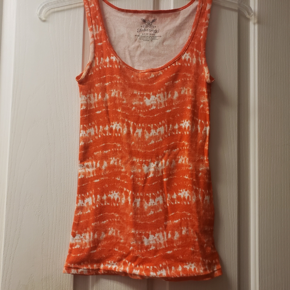 True Freedom Orange and White Tank Top